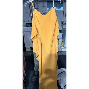 Gold long dress. Worn once for anniversary party. Spaghetti straps